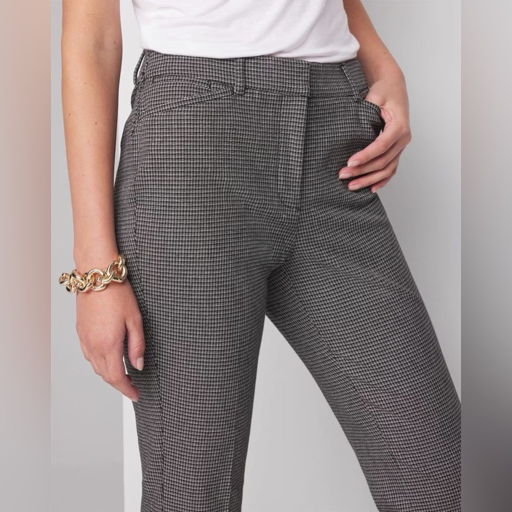 NWT WHBM Ines Slim Bootcut Checkered Pant sz 14 White House Black Market Trouser